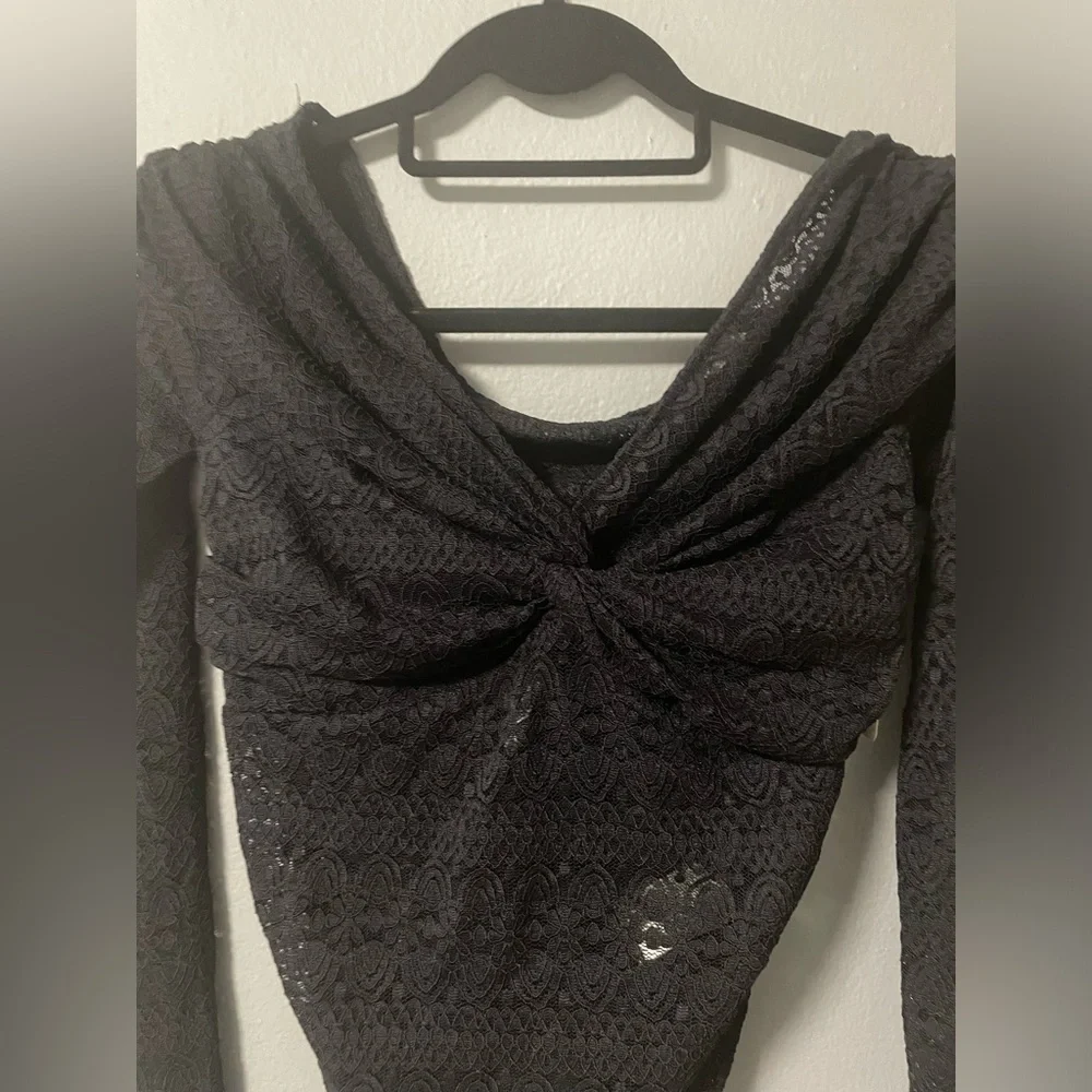 NWT Free People Hold Me Closer Lace Top - Black. Size Small